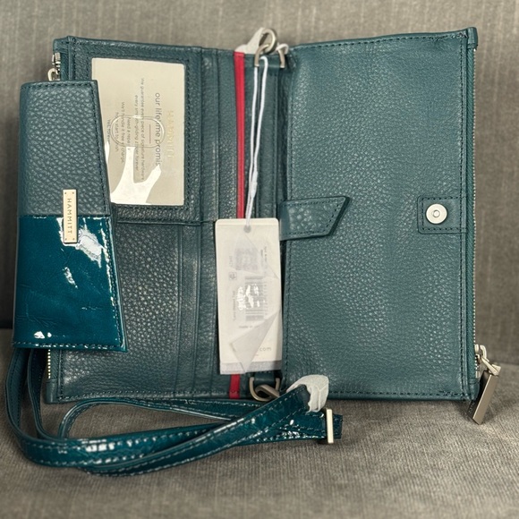 Hammitt Levy Dipped Teal/Brushed Silver Wallet Clutch or Crossbody NWT - Picture 5 of 12